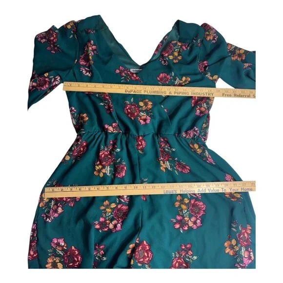 Bailey Blue Womens Floral Romper Shorts Teal Flowy  XL - Picture 7 of 9